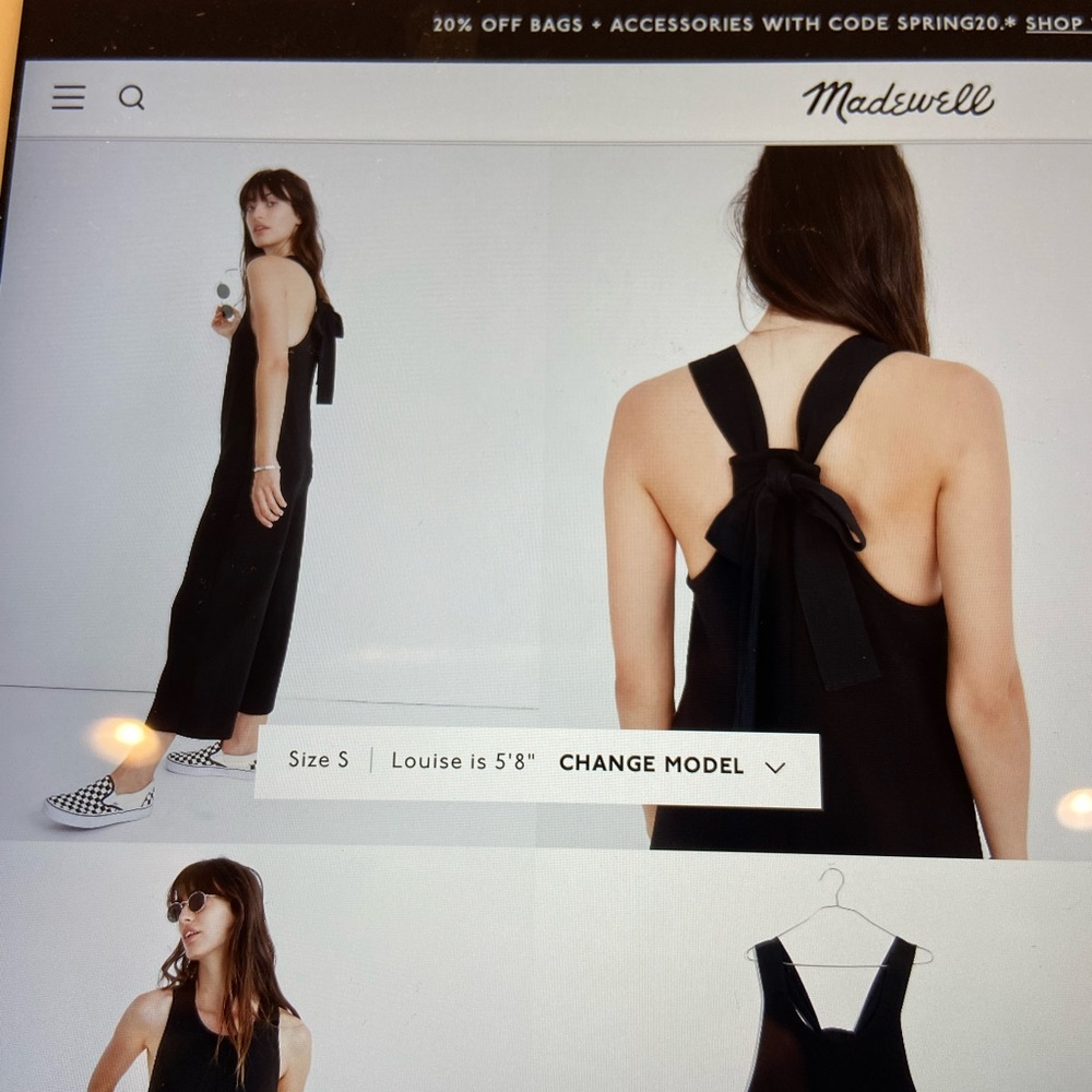 Madewell Texture & Thread Black Wide Leg Tie Back Jumpsuit - Picture 5 of 7